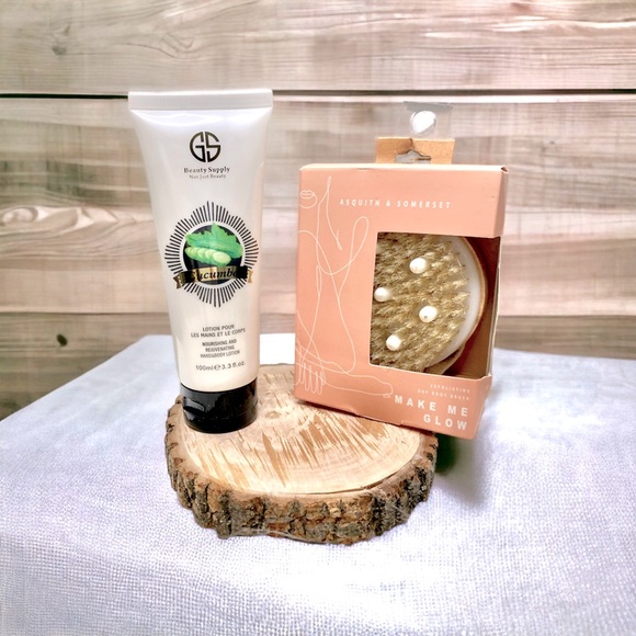 Exfoliating Body Butter/Brush Set, Natural Body Brush & Cucumber Moisturizer,NWT - Picture 1 of 10